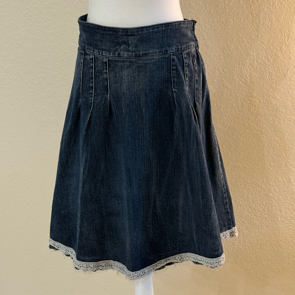 Acorn Blue Y2K Washed Denim Flare Skirt
